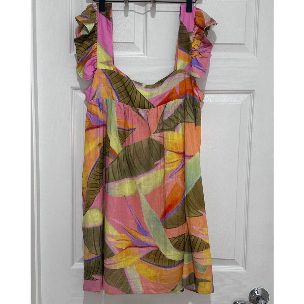 Kourt Zaccai Tropical Ruffle Mini Dress